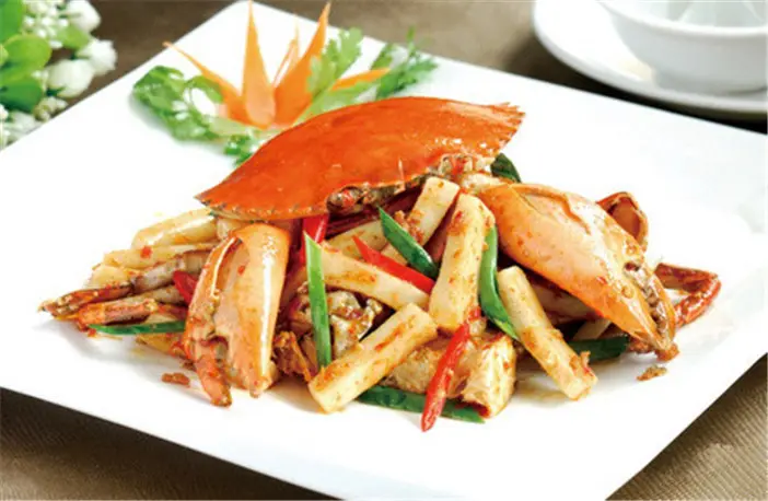 青蟹炒年糕美食烹饪